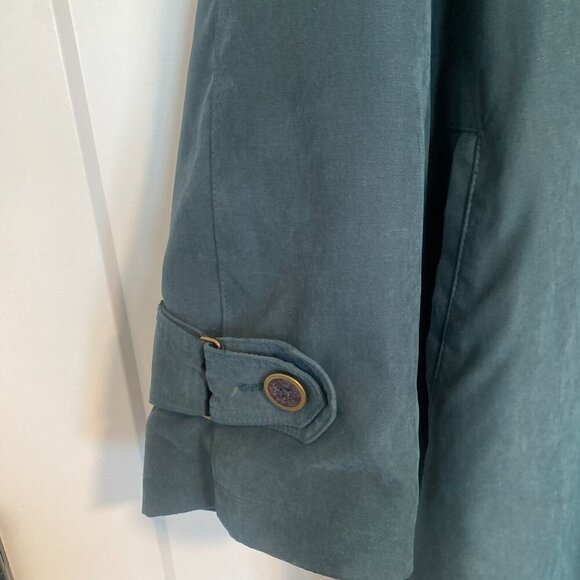 Vintage Luba Paris Trench Coat Emerald Green‎ Long Trench Coat Size Large 12 - Picture 3 of 9